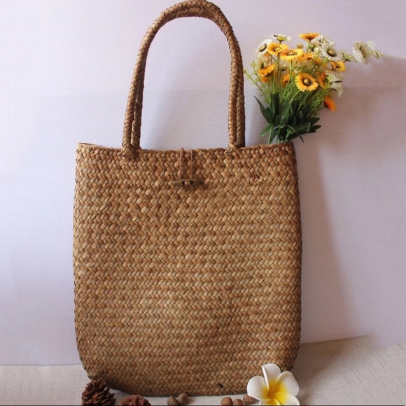 Rattan Straw Beach/Shopper Tote - Picture 2 of 8